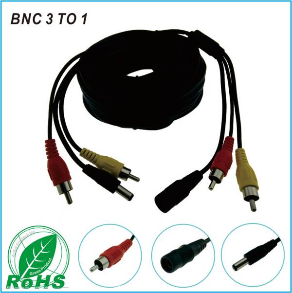 BNC 3 to 1 RCA cable assembly
